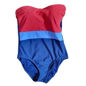 Sonnet Shores Color Block One Piece Strapless Full Coverage Swimsuit Size 8 New